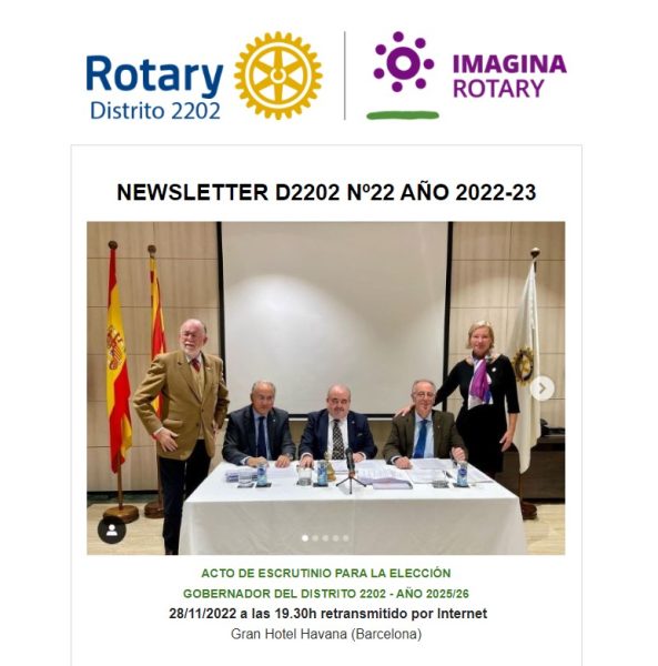 22ª NEWSLETTER Semanal - 30 De Noviembre De 2022 - Distrito 2202 De ...